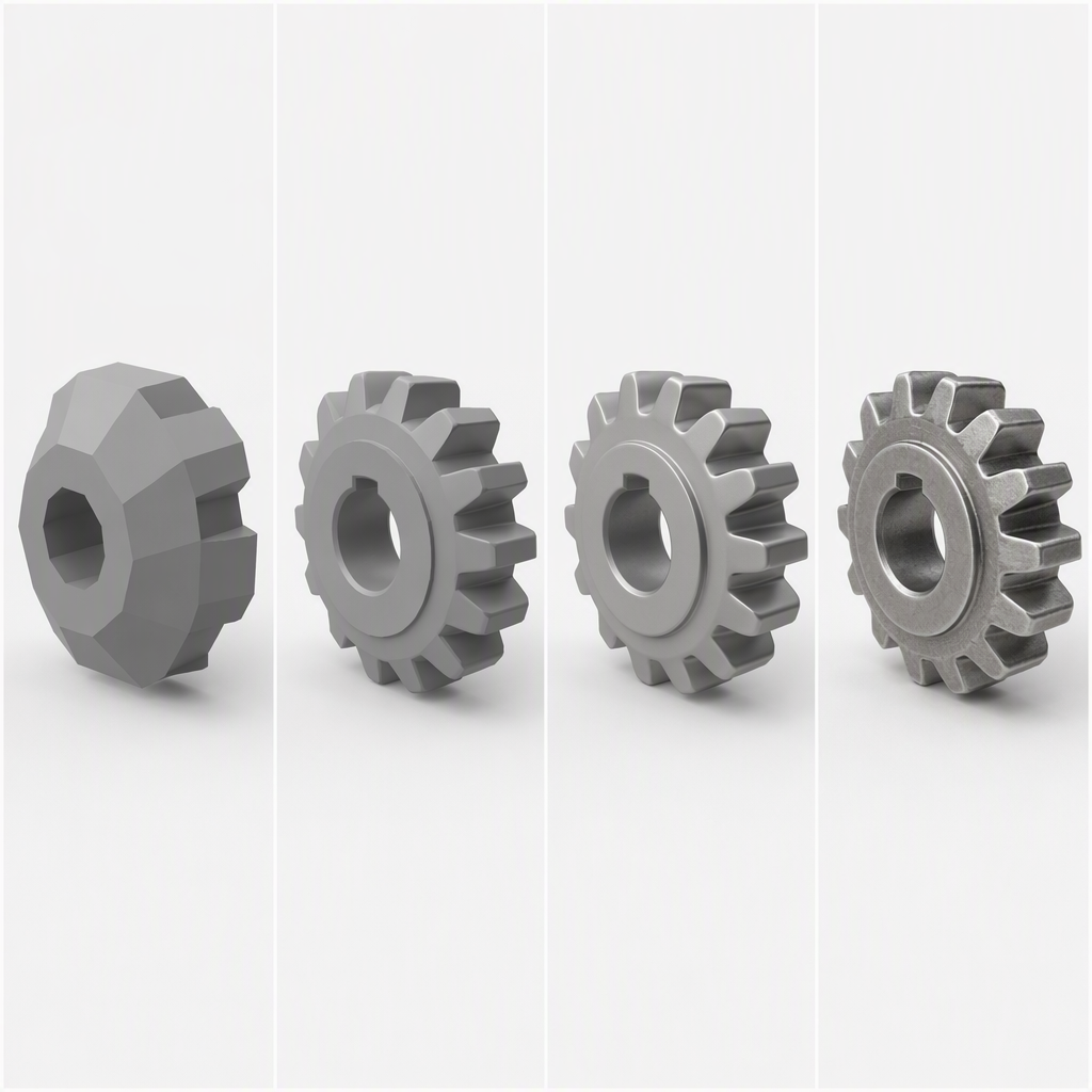 Mesh density comparison from Fast draft to Ultra detail