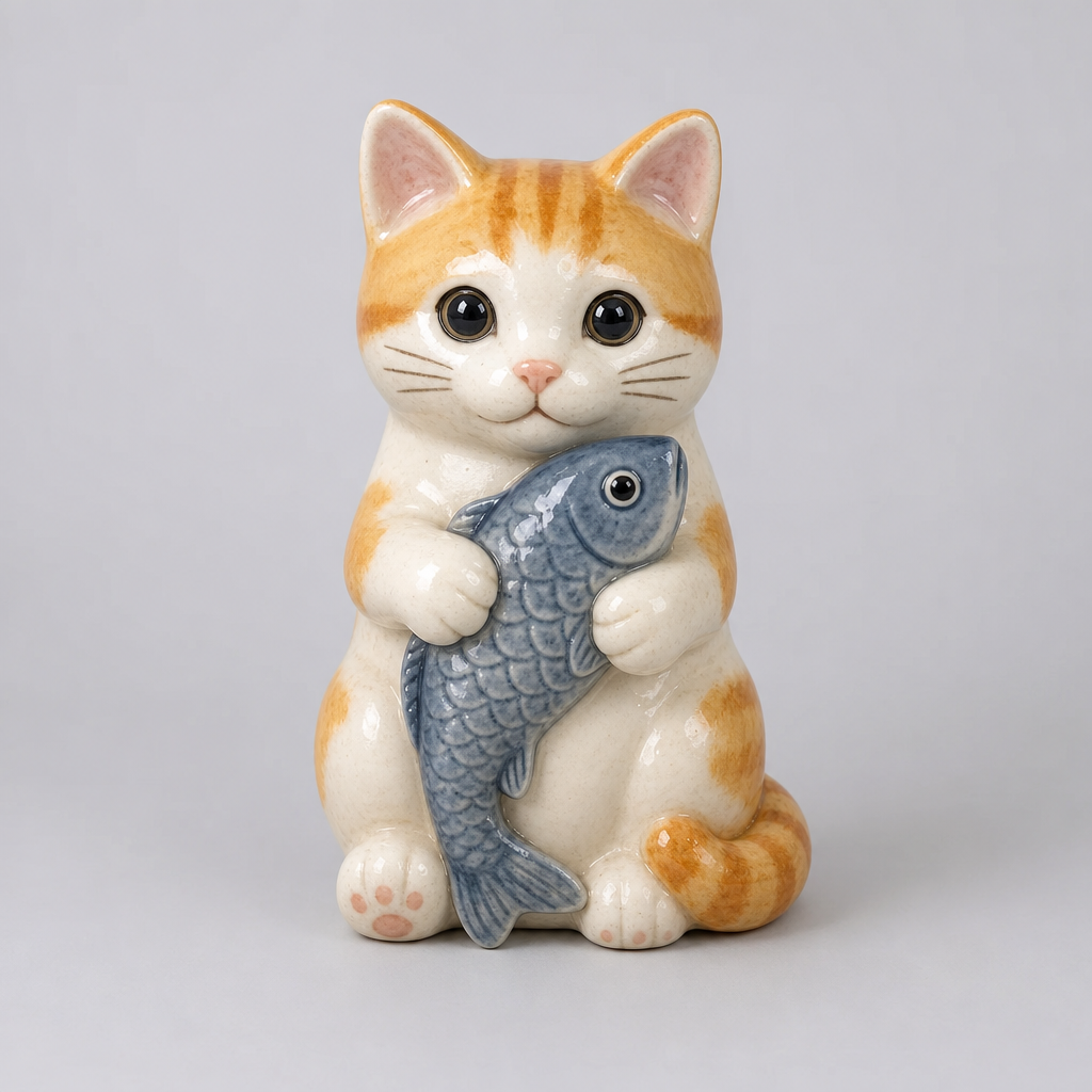 A well-lit ceramic figurine on a plain background, an example of a good source photo